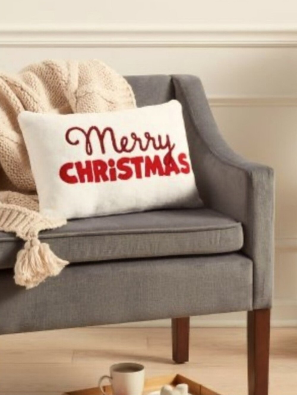 Wondershop "Merry Christmas" Chenille Applique Plush Throw Pillow